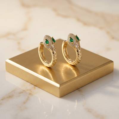 Gold Plated Snake Hoop Earrings