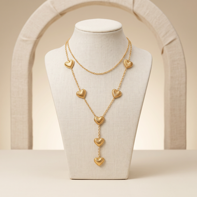 Gold Plated Steel Heart Chain Pendant Necklace