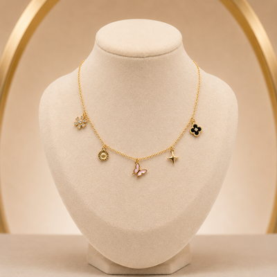 Layered Gold Plated Butterfly Necklace