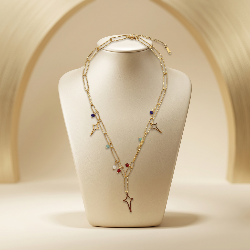Layered Gold Plated Star Necklace