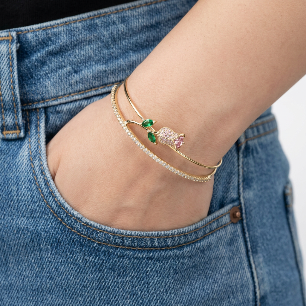 Cuff Gold Plated Geometric Bracelet