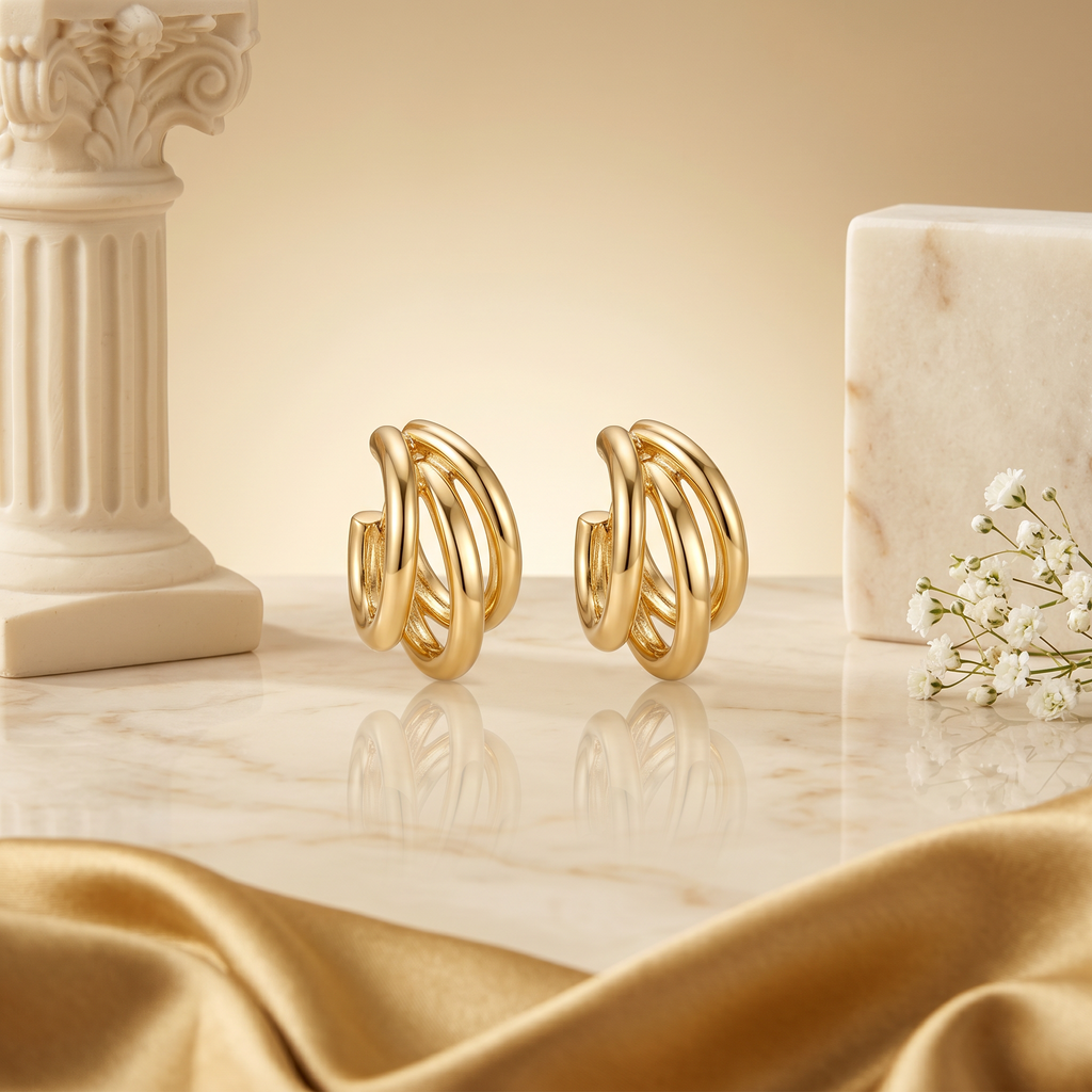 FYER1035 Rose Gold Open Heart Crystal Stud Earrings | Alohi