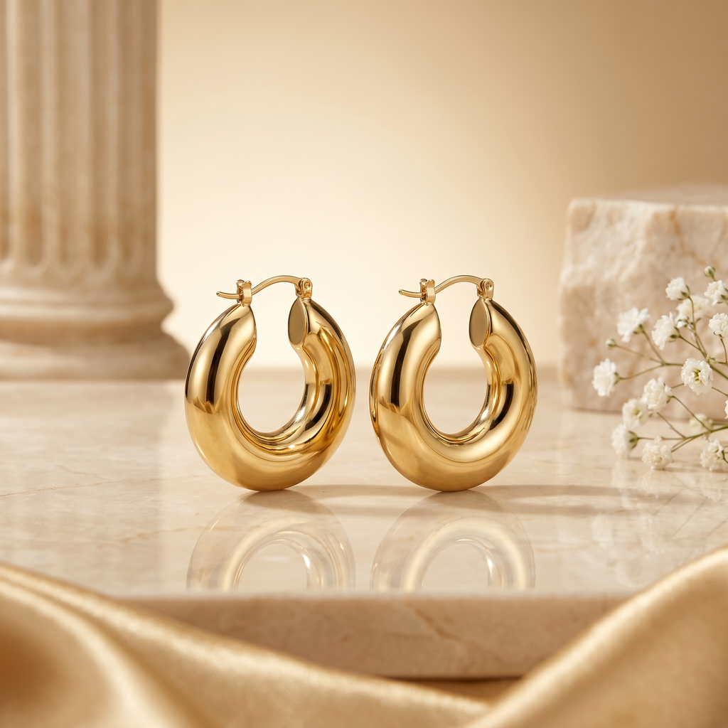 FYER1036 Rose Gold Small Crystal Inlaid Hoop Earrings | Alohi