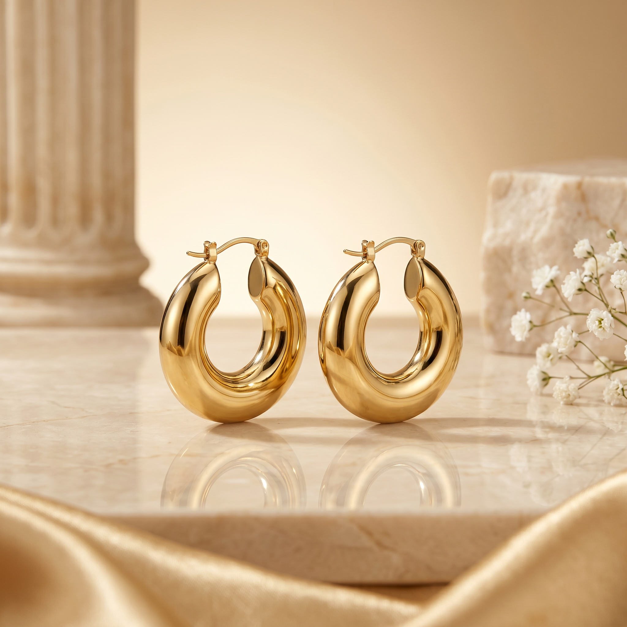 FYER1036 Rose Gold Small Crystal Inlaid Hoop Earrings | Alohi