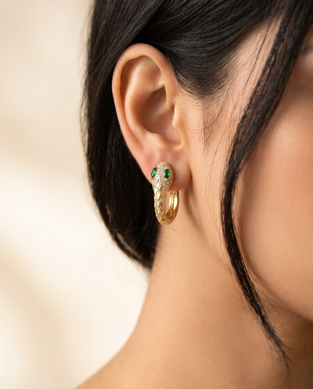 FYER1037 - Rose Gold Roman Numeral Interlocking Crystal Hoop Earrings | Alohi