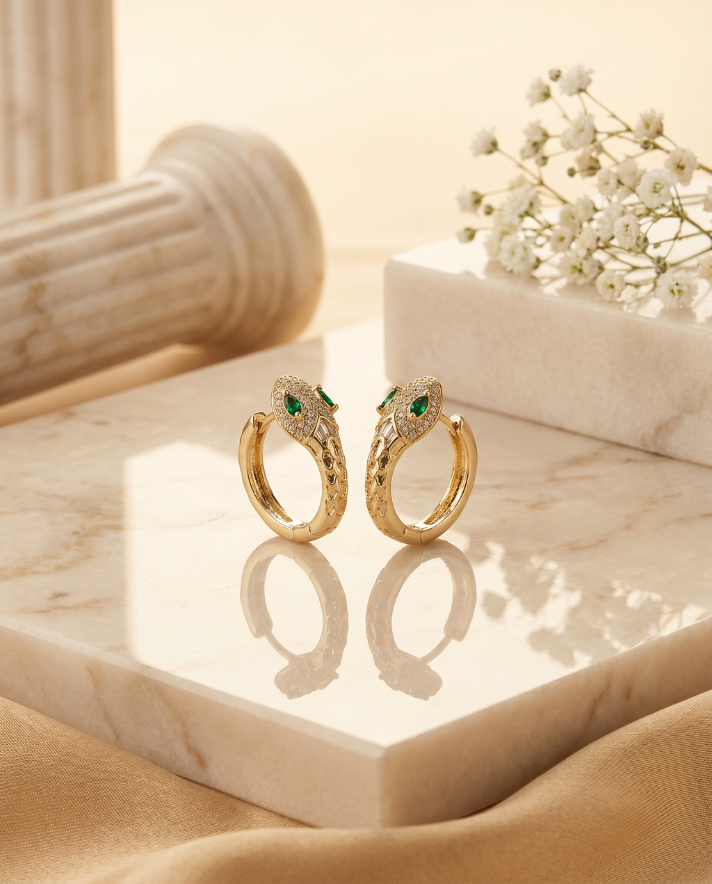 FYER1037 - Rose Gold Roman Numeral Interlocking Crystal Hoop Earrings | Alohi