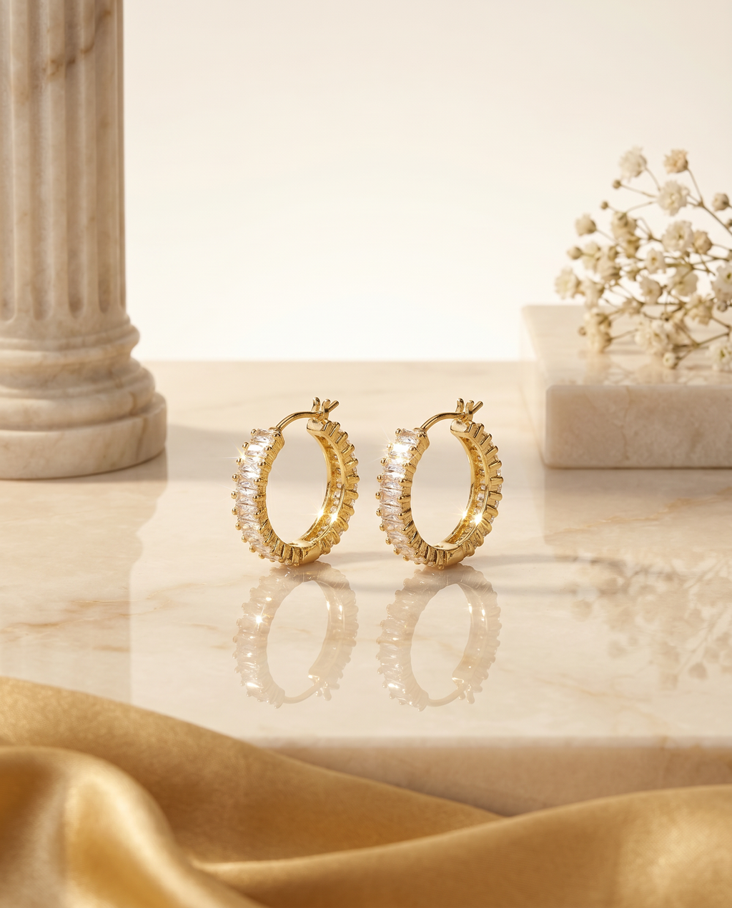 FYER1039 - Gold Minimalist Geometric Linear Crystal Drop Earrings | Alohi