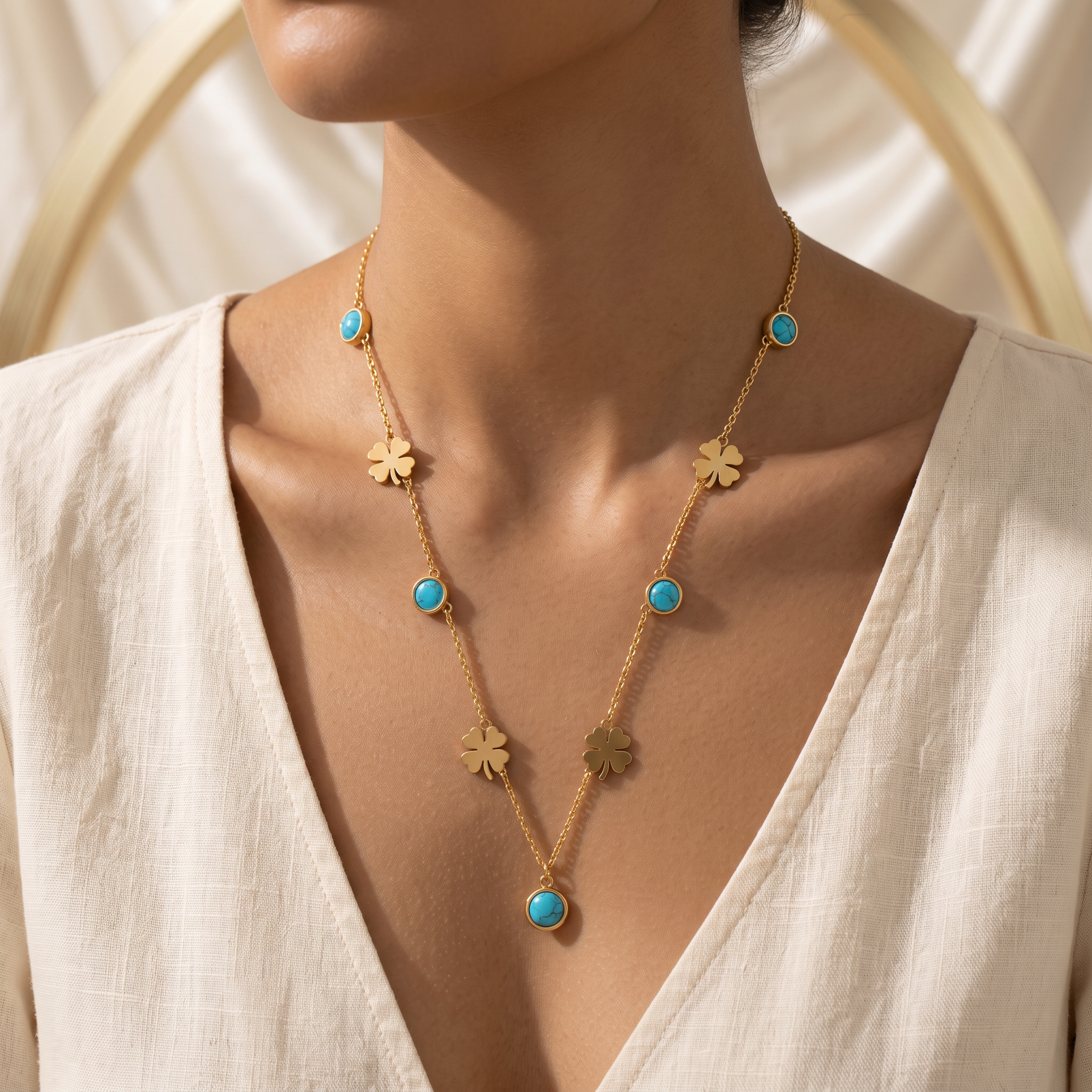 Gold Plated Steel Leaf Chain Pendant Necklace