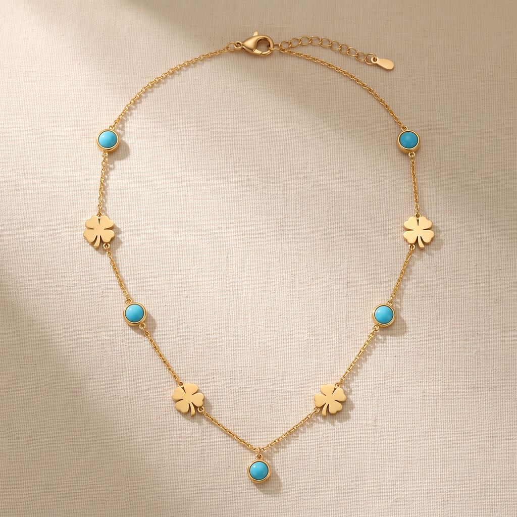 Gold Plated Steel Leaf Chain Pendant Necklace