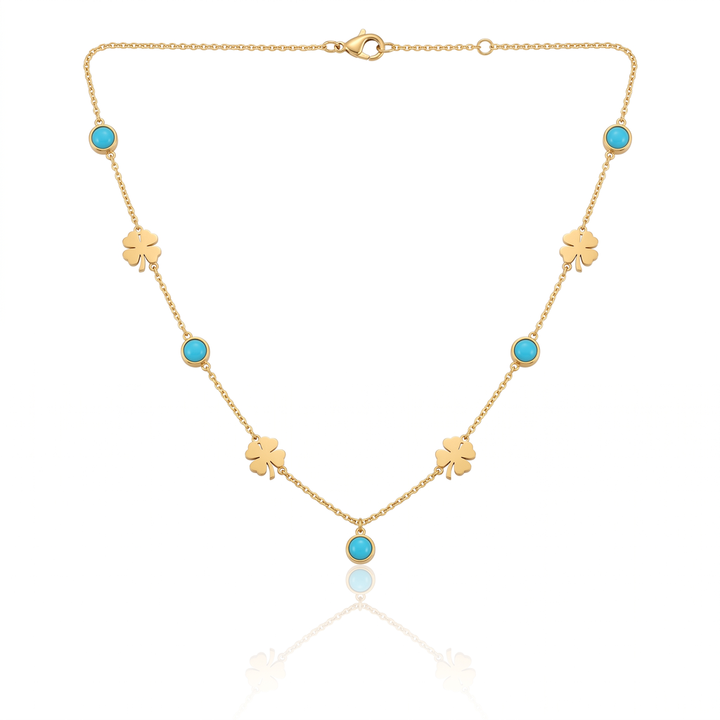 Gold Plated Steel Leaf Chain Pendant Necklace