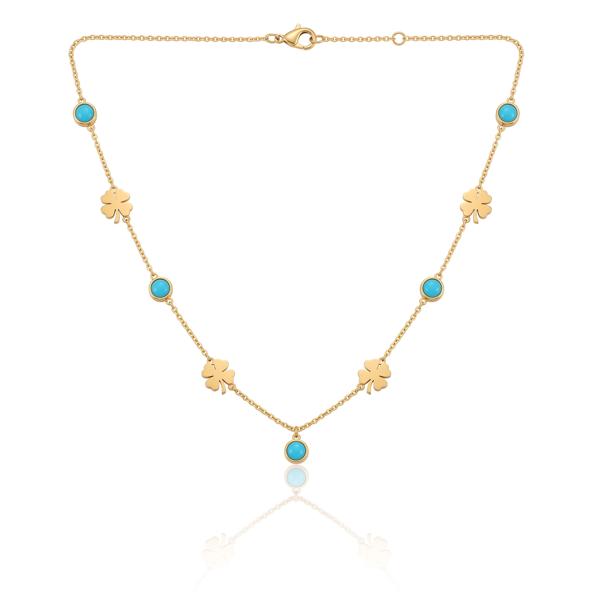 Gold Plated Steel Leaf Chain Pendant Necklace