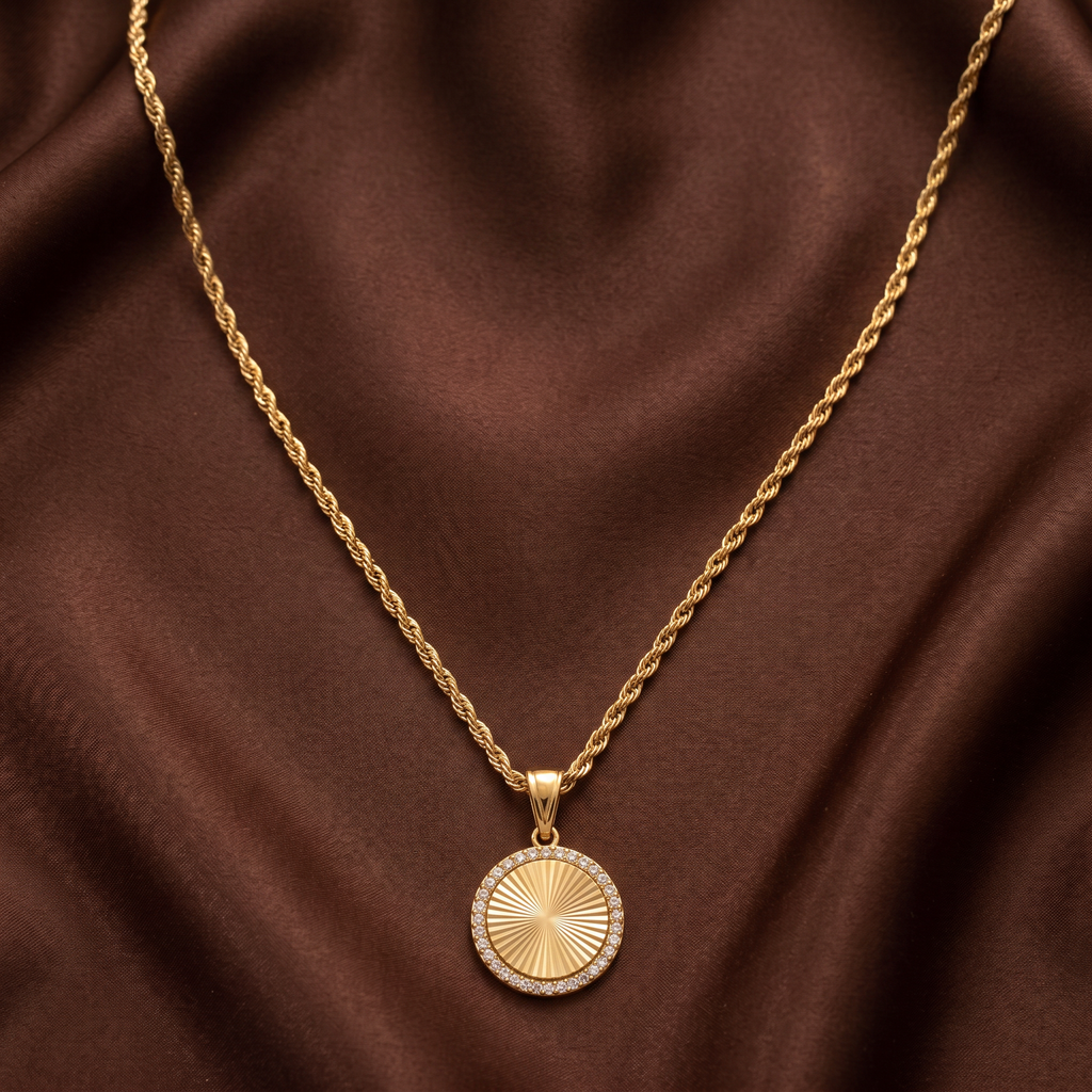 Gold Plated Steel Chain Pendant Necklace