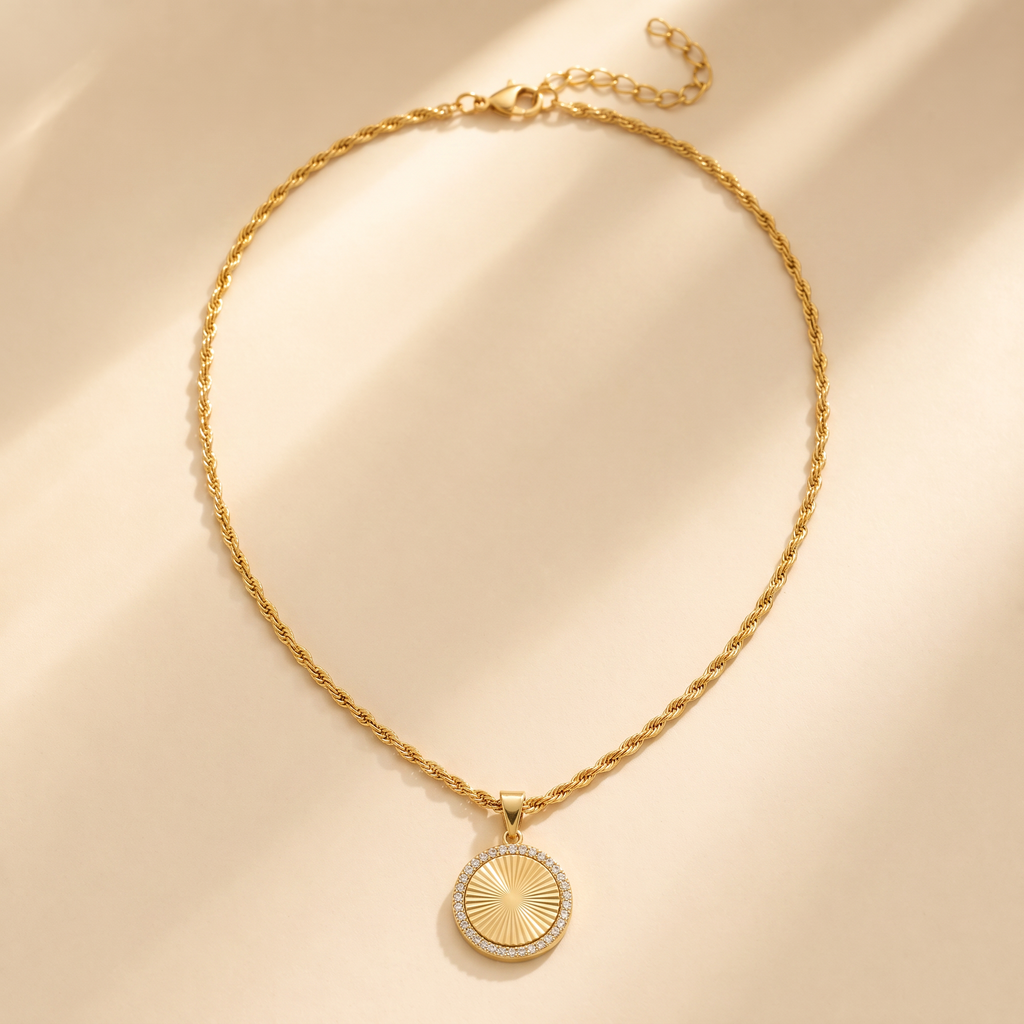Gold Plated Steel Chain Pendant Necklace