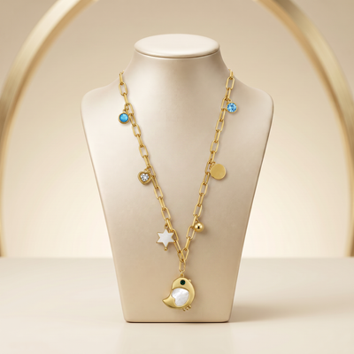 Gold Plated Steel Star Chain Pendant Necklace