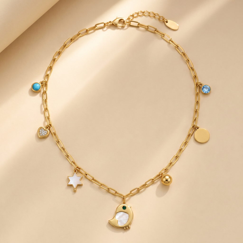 Gold Plated Steel Star Chain Pendant Necklace