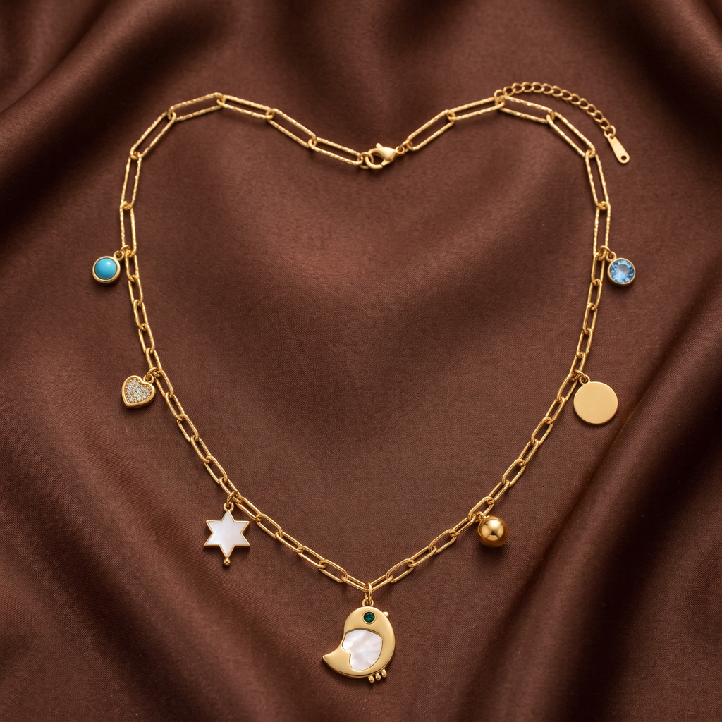 Gold Plated Steel Star Chain Pendant Necklace