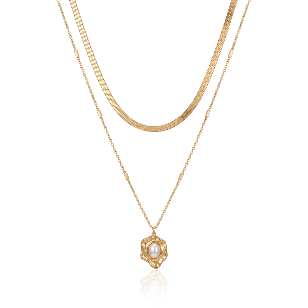 Gold Plated Steel Heart Chain Pendant Necklace