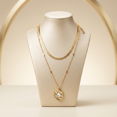 Gold Plated Steel Heart Chain Pendant Necklace