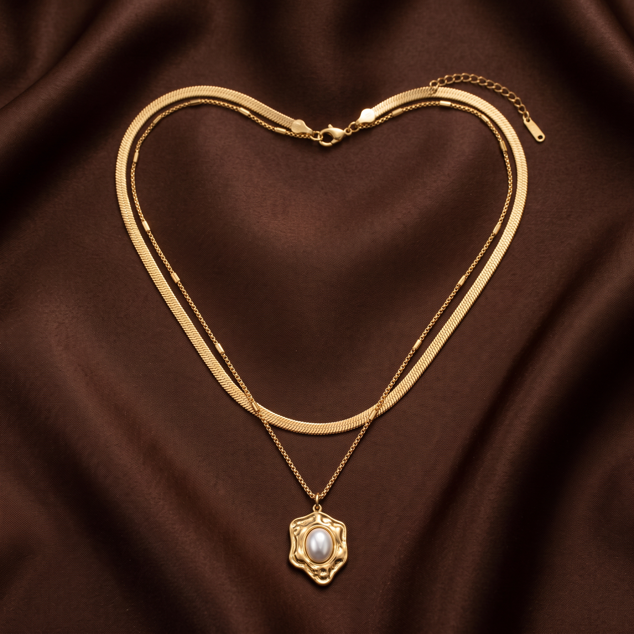 Gold Plated Steel Heart Chain Pendant Necklace