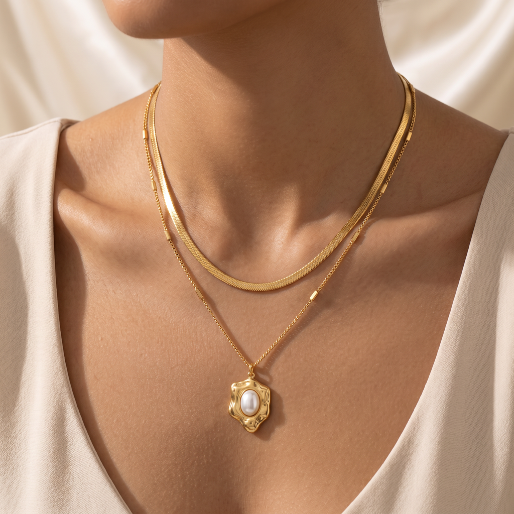 Gold Plated Steel Heart Chain Pendant Necklace