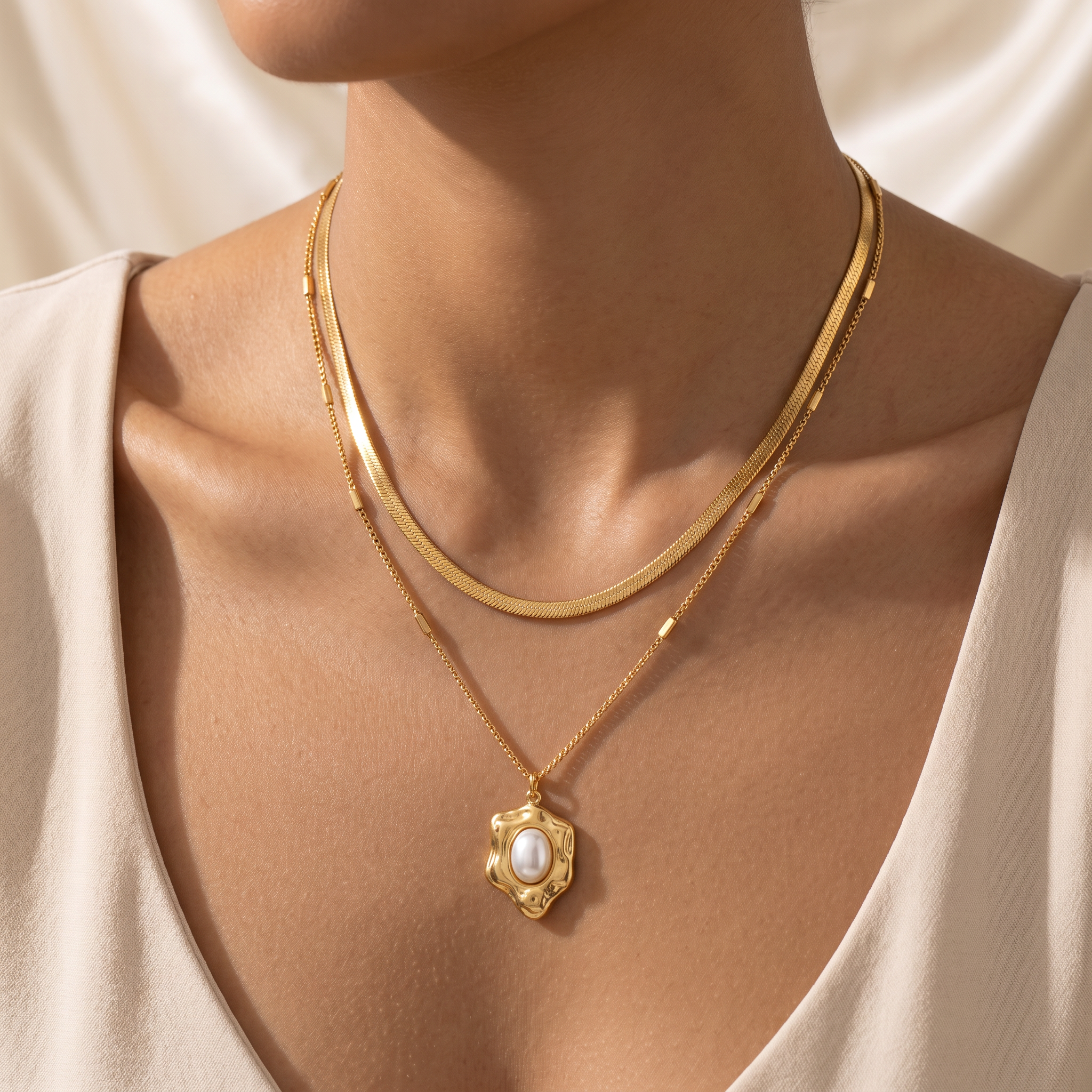 Gold Plated Steel Heart Chain Pendant Necklace
