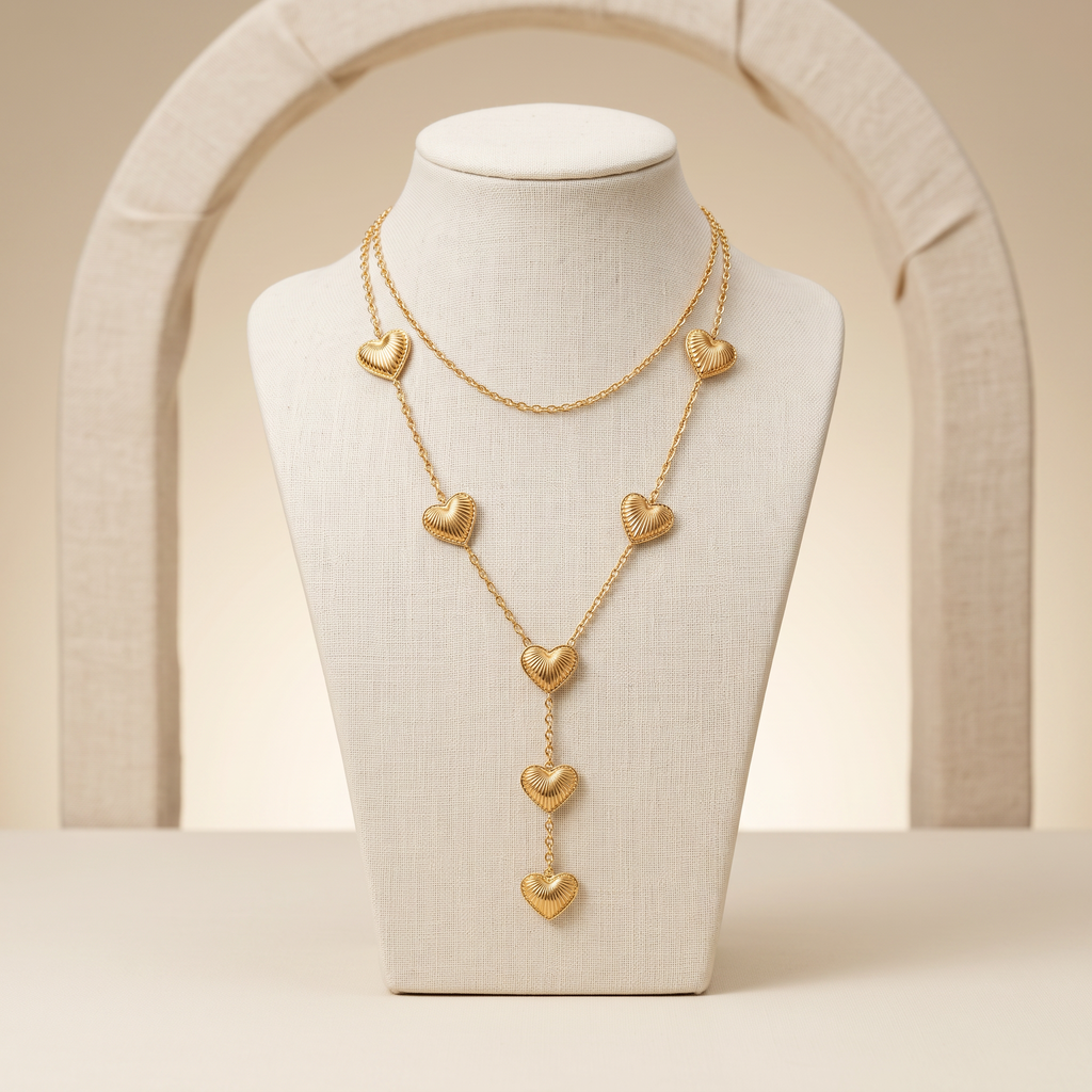 Gold Plated Steel Heart Chain Pendant Necklace