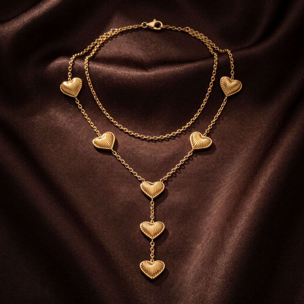 Gold Plated Steel Heart Chain Pendant Necklace