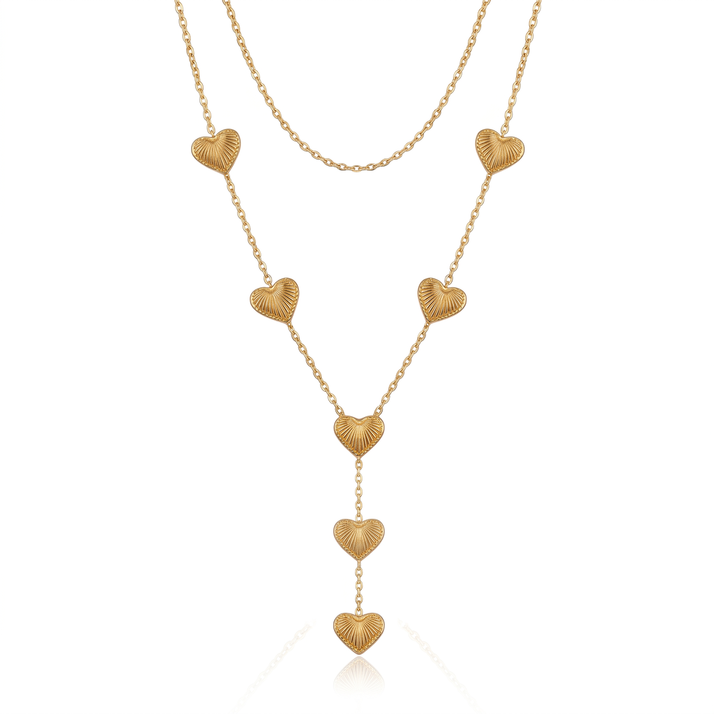 Gold Plated Steel Heart Chain Pendant Necklace