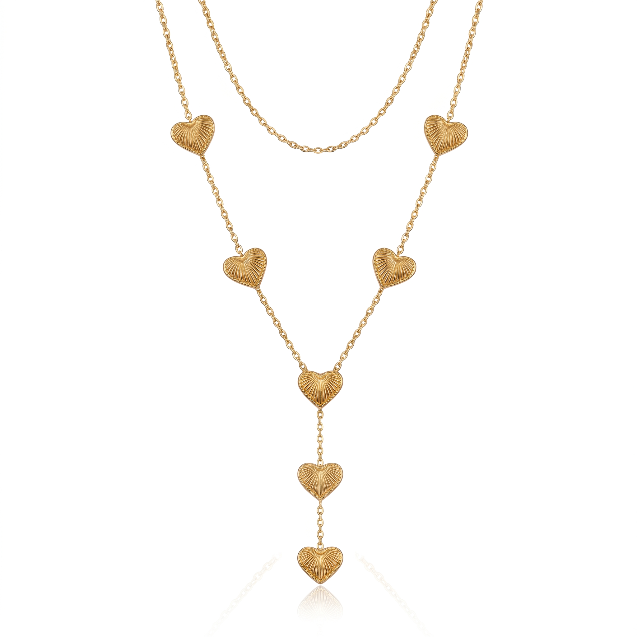 Gold Plated Steel Heart Chain Pendant Necklace