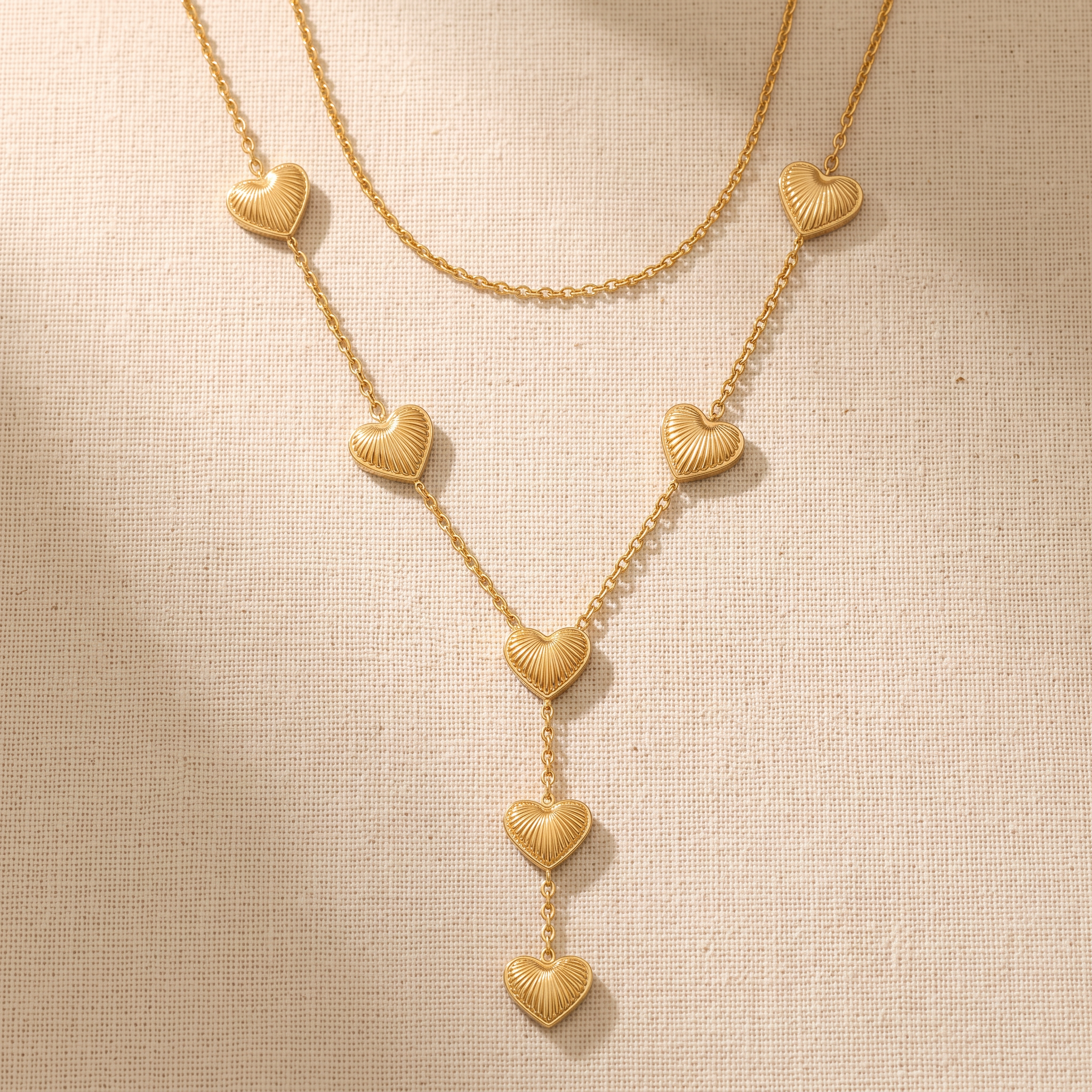 Gold Plated Steel Heart Chain Pendant Necklace