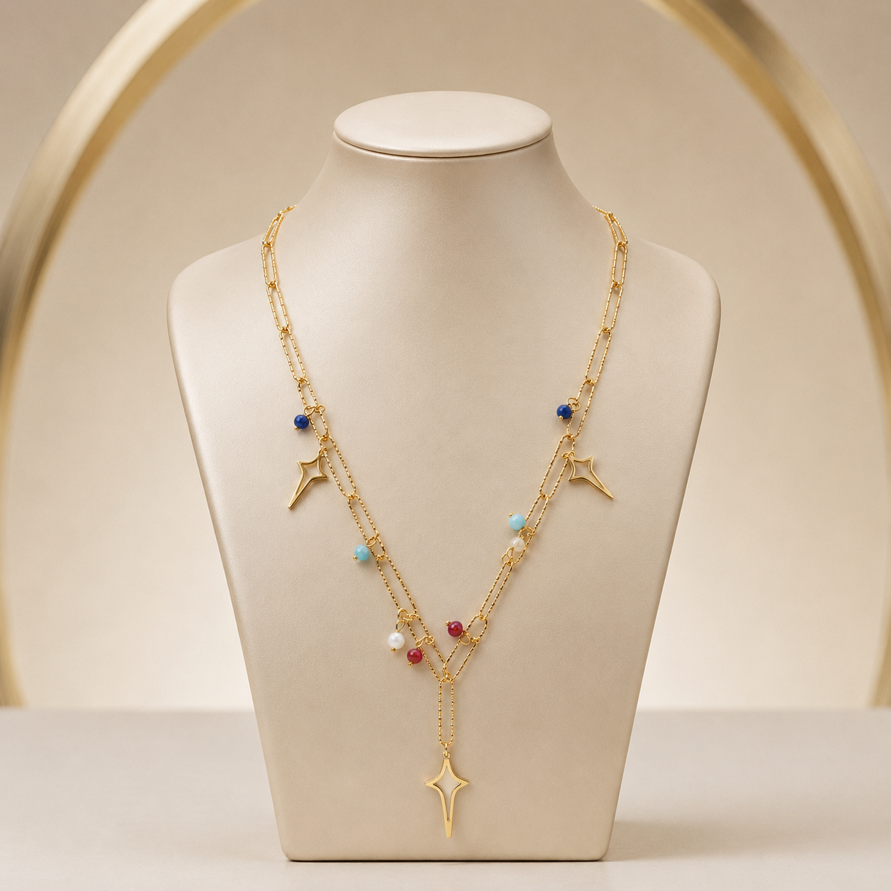 Layered Gold Plated Star Necklace
