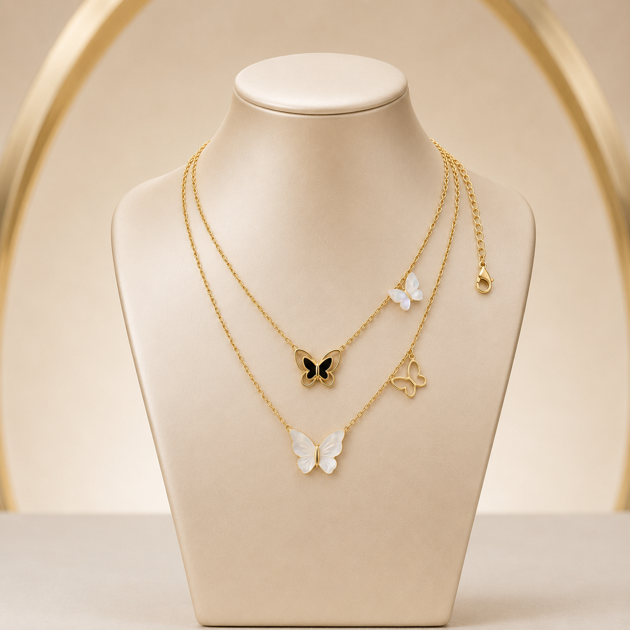 Layered Gold Plated Geometric Necklace