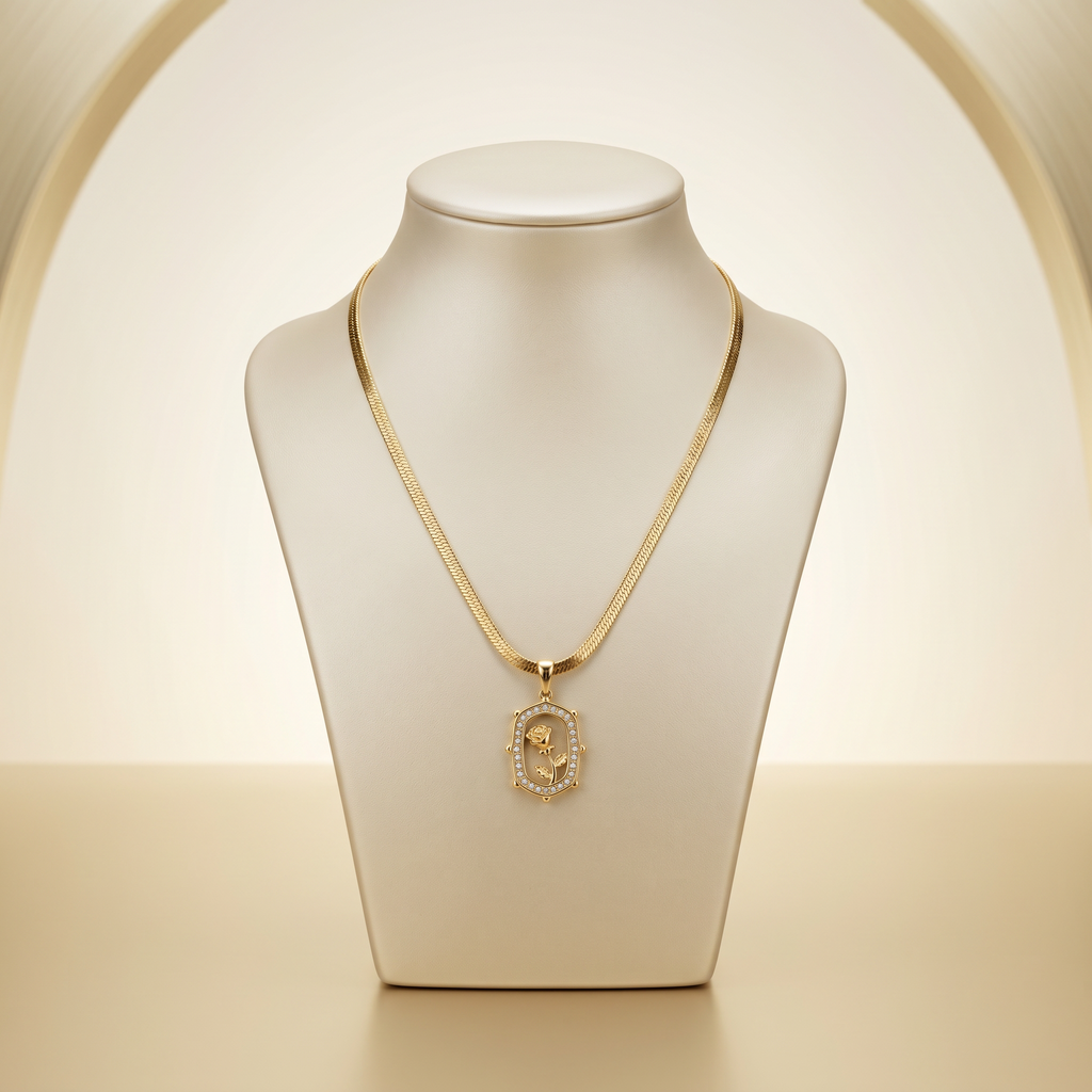 Pendant Gold Plated Floral Necklace