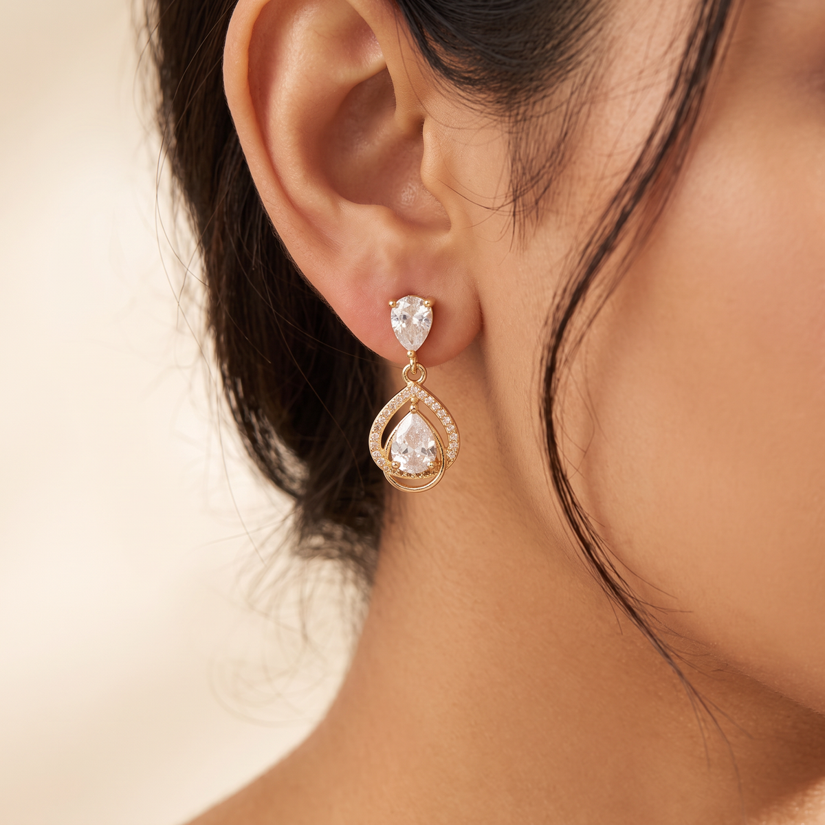 Gold Bow Pearl Drop Earrings