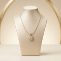 Gold Crescent Moon Solitaire CZ Pendant Necklace