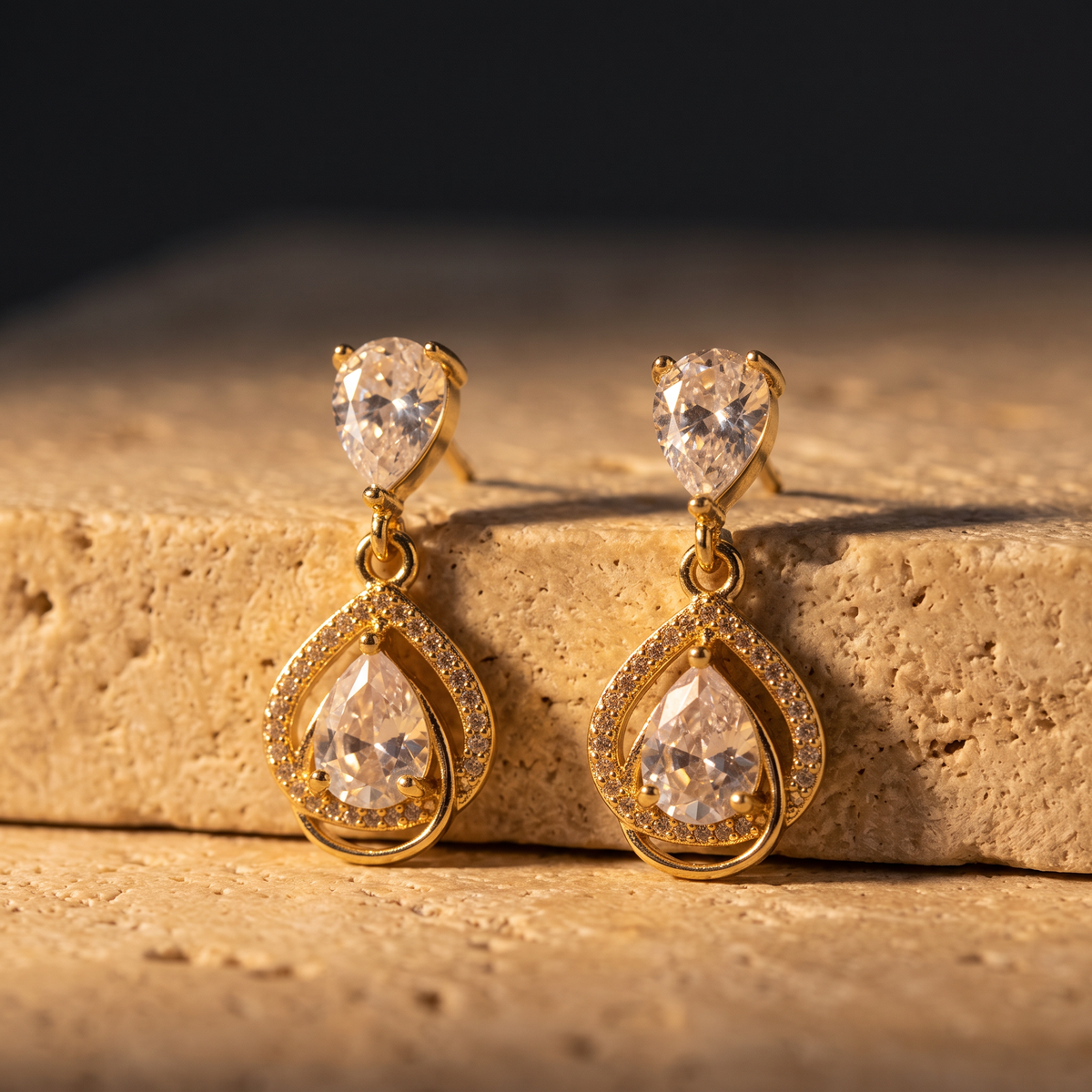 Gold Bow Pearl Drop Earrings