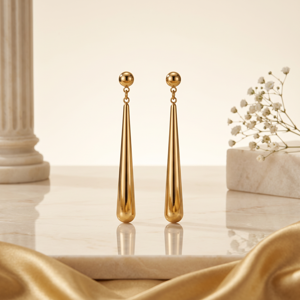 Gold Teardrop Drop Earrings