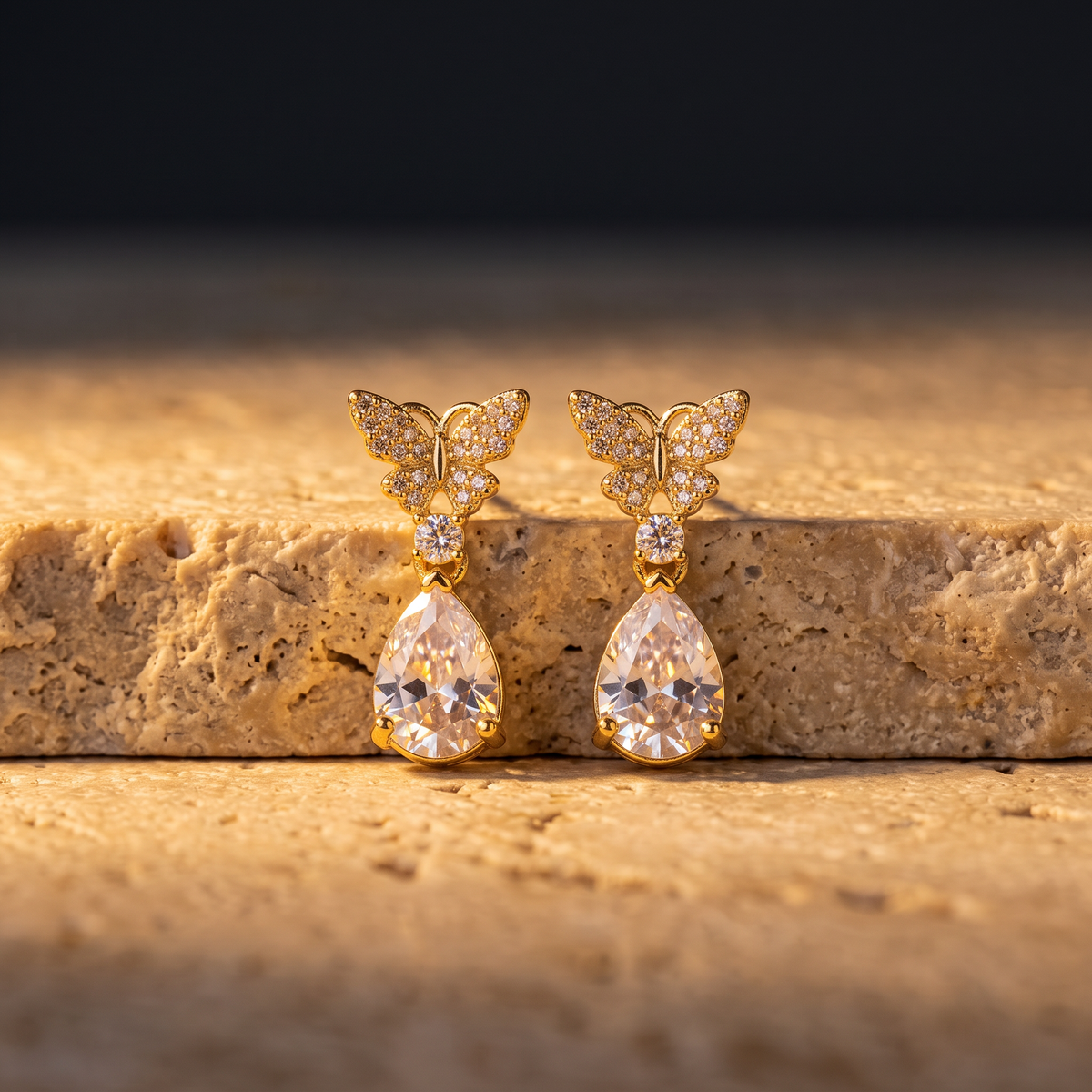 Gold Clover Leaf Pearl Drop Earrings
