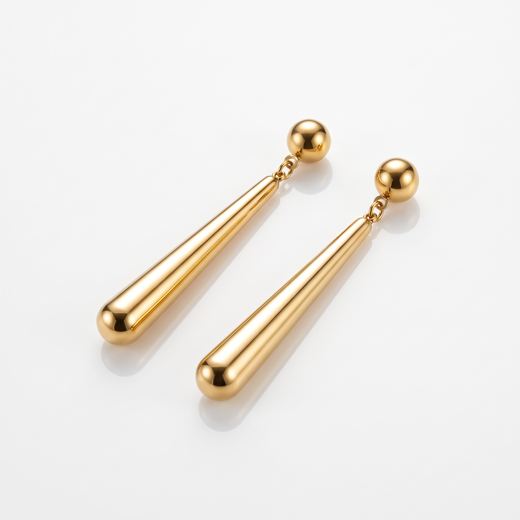 Gold Teardrop Drop Earrings