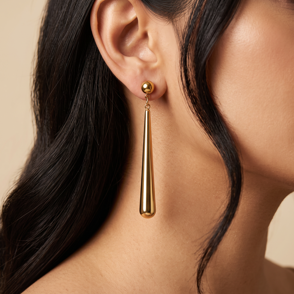 Gold Teardrop Drop Earrings