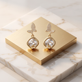 Gold Butterfly Motif CZ Stud Earrings