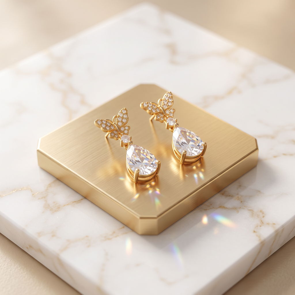 Gold Clover Leaf Pearl Drop Earrings