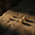 Gold Bar and Ball Drop Earrings